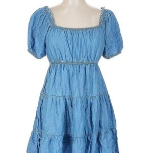 Blu Pepper Blue Smocked Midi Dress